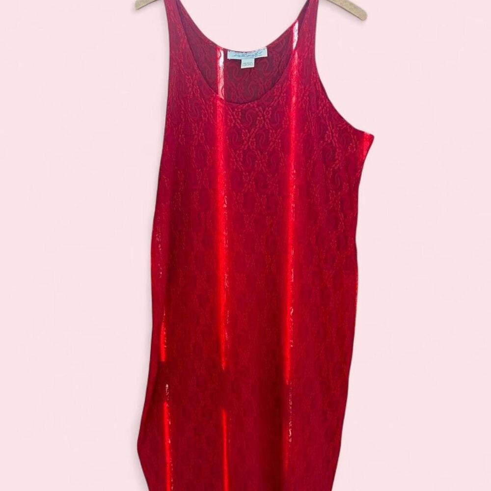 Crimson red rose lace slip